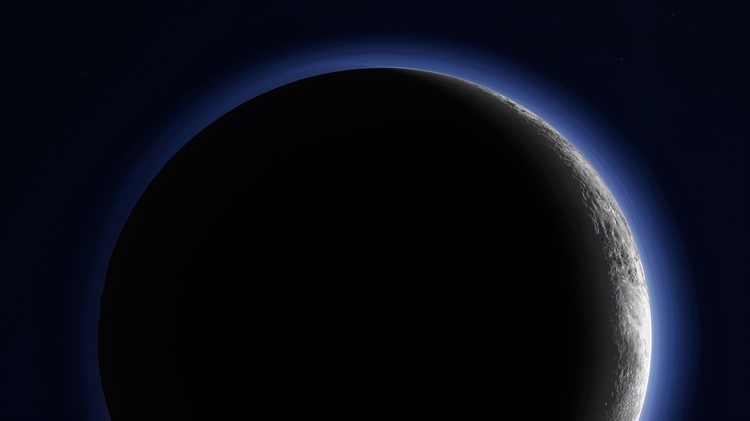 美国宇航局新视野星际探测器拍摄的冥王星新月 